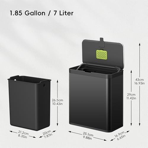 EKO Kitchen Compost Bin, 7L / 1.85 Gal Stainless Steel - Image 2