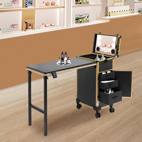 Professional Cosmetic Trolley Storage Organizer, Foldable Nail Tables Travel - Image 2