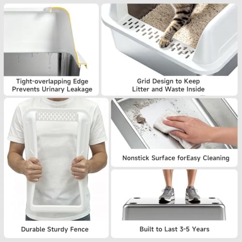 High-Sided Stainless Steel XL Cat Litter Box - Image 6