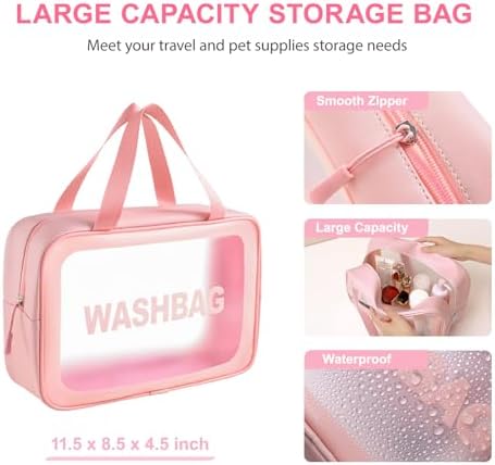 6PCS Pink Dog Washing Kit with Brush, Towel & Bag - Image 6