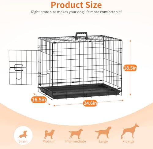 FDW | 24" Foldable Metal Dog Crate | Dark Black | Cage - Image 6