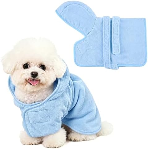 Dog Bathrobe Towel with Hood Super Absorbent Pet Bath Robe by PetClothes