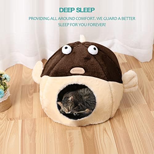 Cat Beds for Indoor Cats-Cat Bed Cave, Cute Lively Pufferfish Shape - Image 6