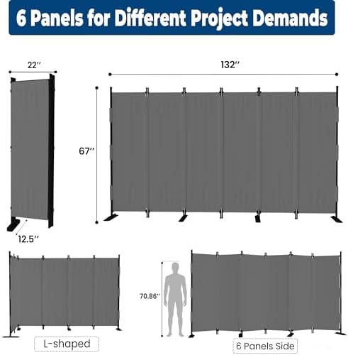 Room Divider, 6 Panel Upgraded 132” Folding Screen Highly Secretive - Image 6