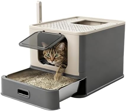 PAKEWAY XL Enclosed Stainless Steel Cat Litter Box by PAKEWAY