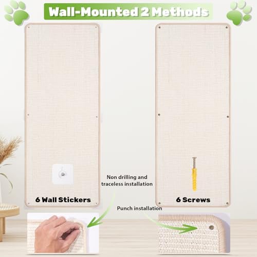 Uranshin Natural Sisal Cat Wall Climbing Carpet, Wall Scratcher Mat Pad - Image 6