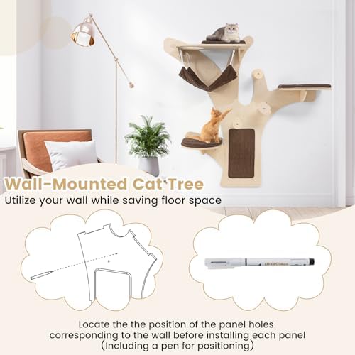 Tangkula Cat Wall Shelves, 4-Layer Wall-Mounted Cat Tree - Image 6