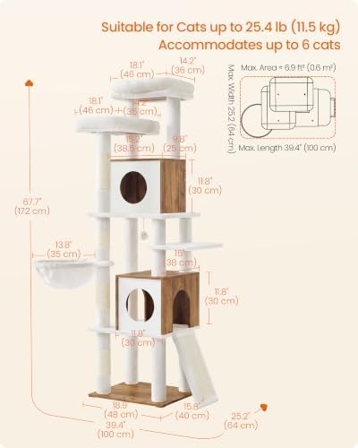 Feandrea Tall Cat Tree, 6-Tier Cat Tower - Image 6