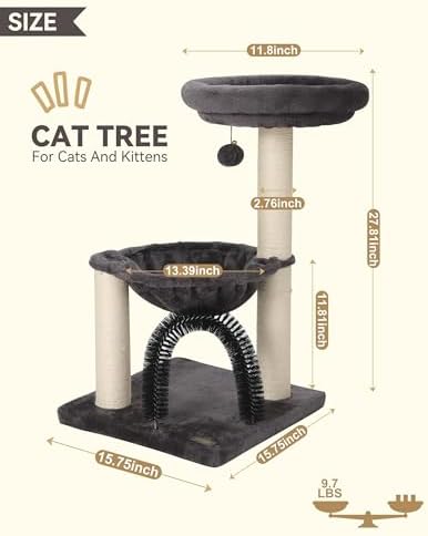 FluffyDream Cat Tree Tower for Indoor Cats, 27.8 Inches Multi-Level Cat Tree - Image 6