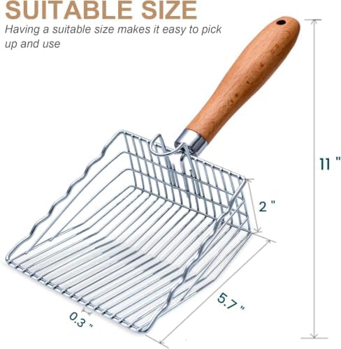 Metal Sifting Cat Litter Scoop, Wood Handle - Image 5