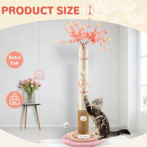 45'' Tall Cat Scratching Post Tree, Heavy Duty Scratcher - Image 2
