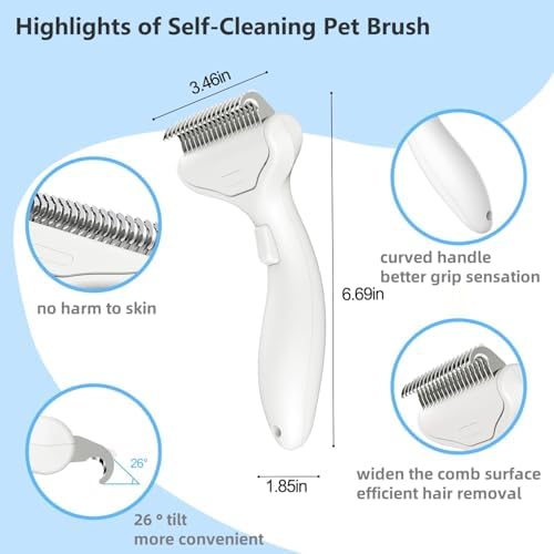 Undercoat Rake for Dogs & Cats, Self‑Clean Deshedding Brush, Dematting Comb - Image 4