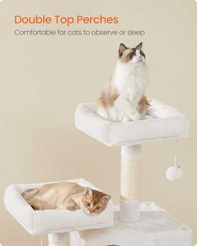 Feandrea Cat Tree, 45.3-Inch Cute Cat Tower, Plush Climbing Condo - Image 3