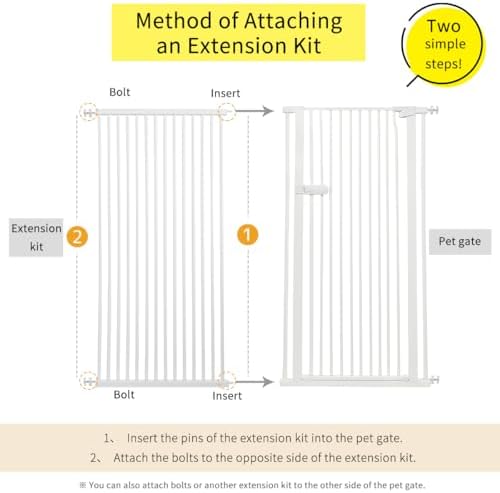 Lumizone Extra Tall Cat Gate Extension Kit 61.02" High 29.52" Wide White - Image 2