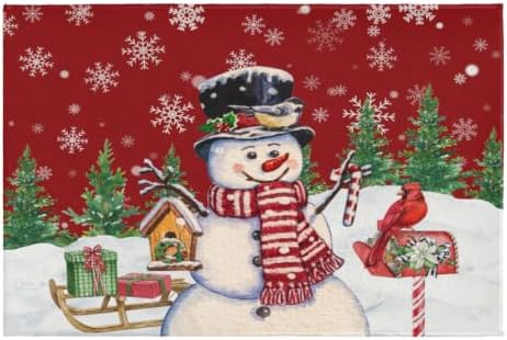 Giwawa Winter Snowman Bath Rug Red Bird Washable Bathroom Mat 24x35 Inch by Giwawa