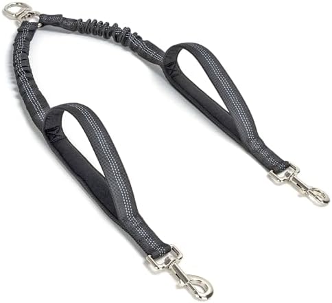 Dual Dog Leash Coupler Double Control Padded Handle by Mycicy