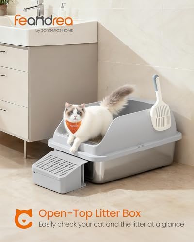 Feandrea 2 Pack Stainless Steel Cat Litter Boxes, - Image 2