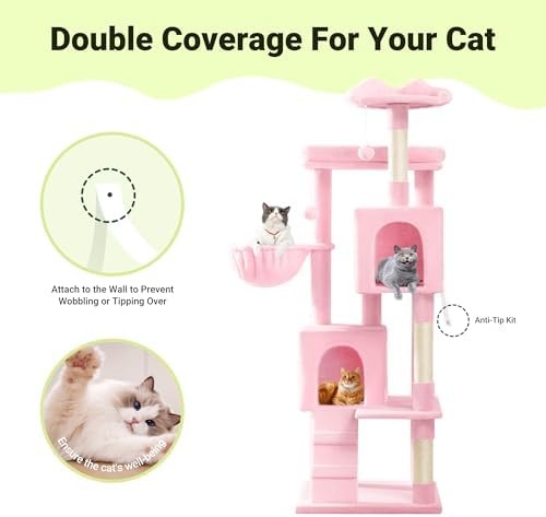 Allewie 64 Inches Multi-Level Cat Tree Tower - Image 7