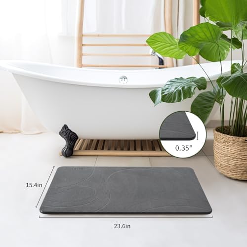 XMarrat Stone Bath Mat, Diatomaceous Earth Shower Mat, 23.6" x15.4'' - Image 2
