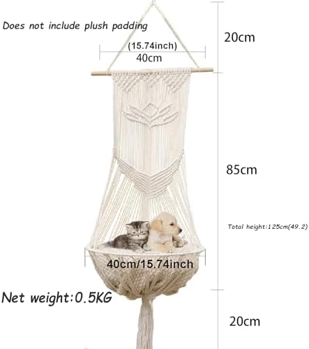 Macrame Cat Hammock-Boho Cat Bed Cotton Wall Hanging - Image 2