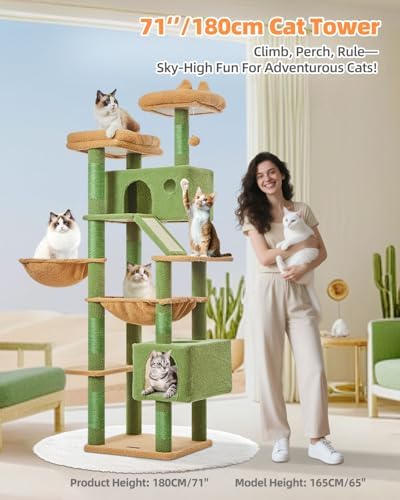 Taoqimiao Cactus Cat Tree, 71 in Extra Large Cat Tower - Image 2