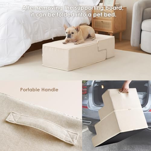 EHEYCIGA Dog Stairs for Bed 18" H, 4-Step Extra Wide Dog Steps - Image 5