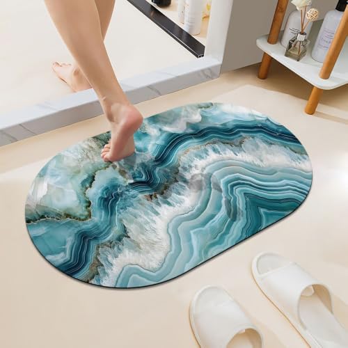 Aquamarine White-Agate- Super Absorbent Quick-Drying Bathroom Mat Rug, Rubber by Unknown