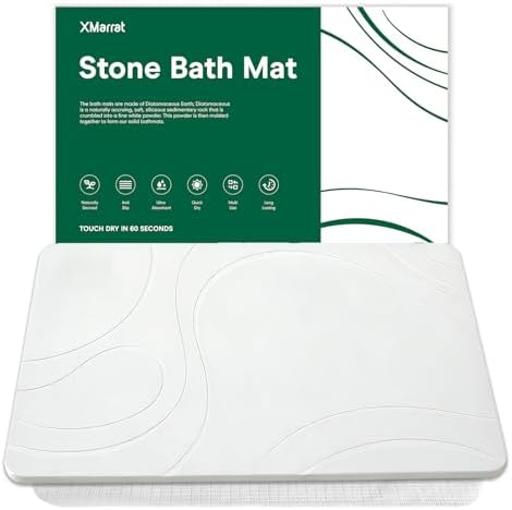 XMarrat Stone Bath Mat, Diatomaceous Earth Shower Mat, 23.6" x15.4'' by XMarrat