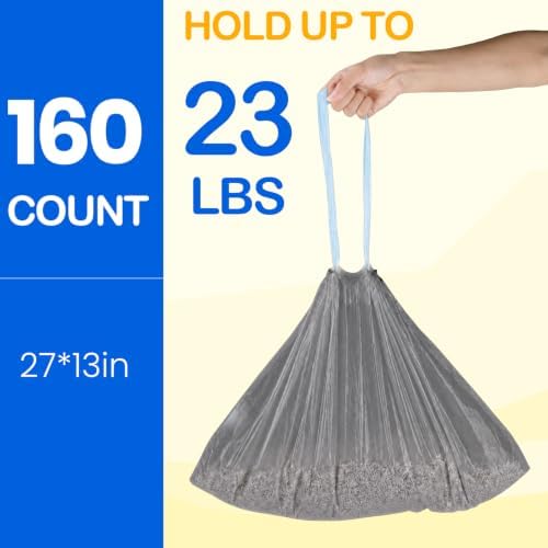 160 Count Automatic Cat Litter Box Liners Bags 27"x13" Drawstring Handle - Image 2