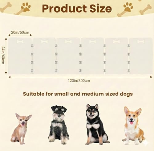 6-Panel Clear Acrylic Freestanding Dog Gate, Folding Pet Barrier - Image 4