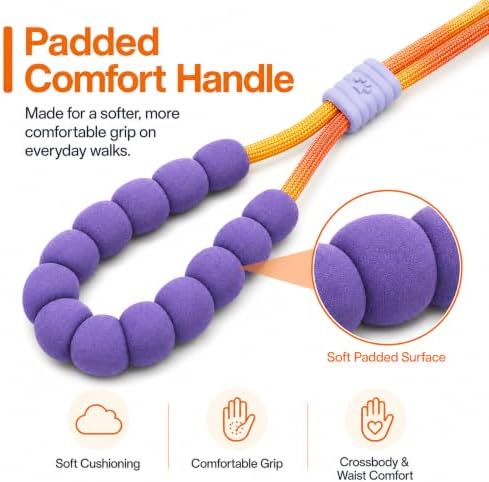 Hands Free Dog Leash, Double Handle Leash 4.5FT Yellow-Orange - Image 3