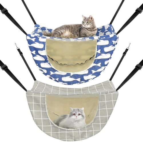 Jetec 2 Pieces Cat Cage Hammock Indoor Hanging Pet Bed Double Layer Hanging by Jetec