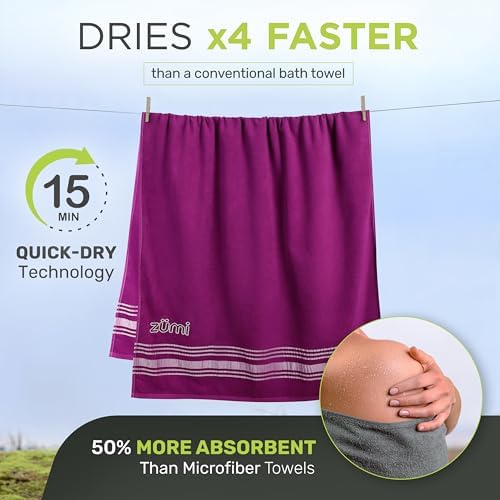 Zumi 100% Cotton Quick Dry Large Travel Towel - Image 5