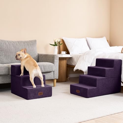 EHEYCIGA Dog Stairs for Bed 20" H, 4-Step Extra Wide Dog Steps - Image 5