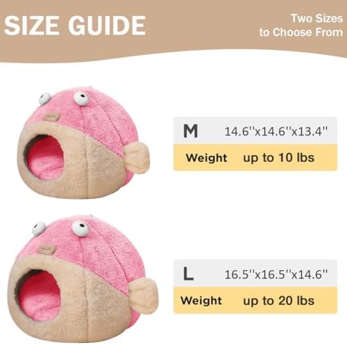 Cat Beds for Indoor Cats-Cat Bed Cave, Cute Lively Pufferfish Shape - Image 4