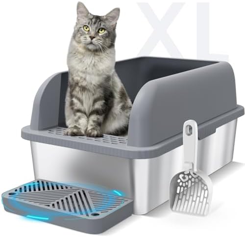 Suzzipaws XL Enclosed Stainless Steel Cat Litter Box by Suzzipaws