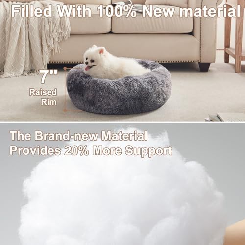 23 in Faux Fur Fluffy Donut Dog Bed - Image 3