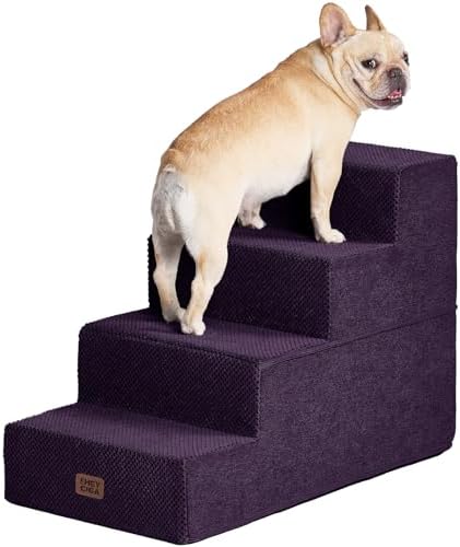EHEYCIGA Dog Stairs for Bed 20" H, 4-Step Extra Wide Dog Steps by EHEYCIGA