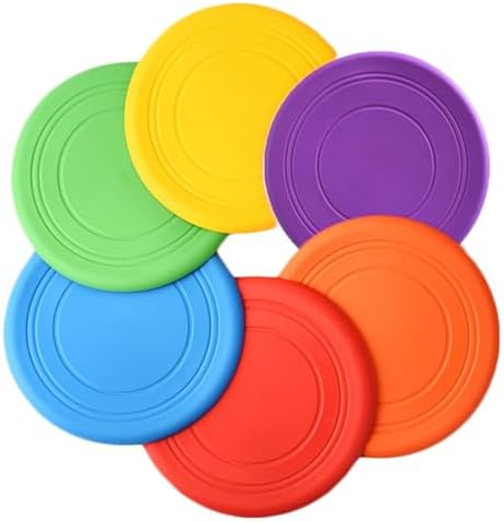 Kids Flying Disc Soft Silicone Colorful 6 Pack Bulk Outdoor Game Disk Flyer by SUHEEUS