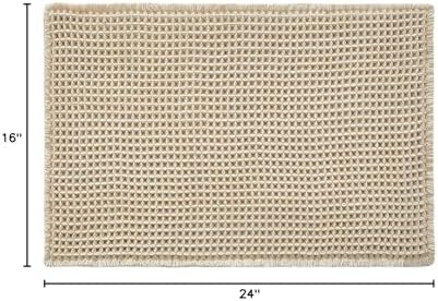 TYUU Waffle Bath Mat, Small Boho Bathroom Rugs Non Slip 24x16 Pale Beige - Image 2