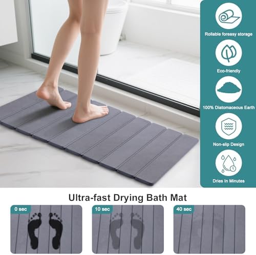 Foldable Stone Bath Mat, Quick-Drying Diatomite Bath Mat - Image 4