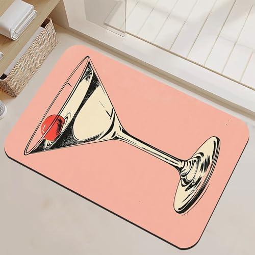 Pink Cherry Glass Bathroom Rugs Mat Non Slip Washable Quick Dry Absorbent Thin by NSMNSM