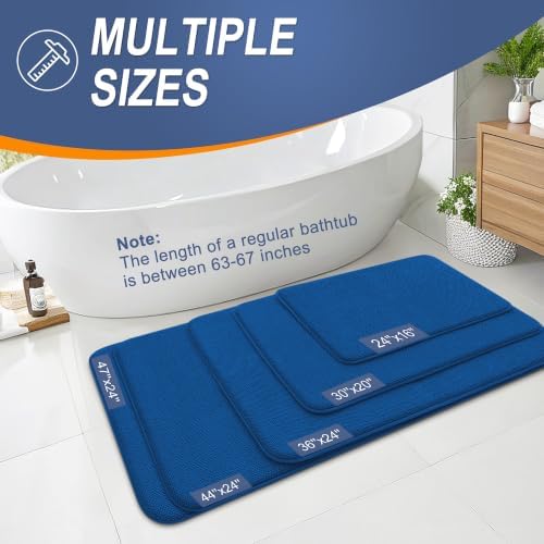 OLANLY Thick Memory Foam Bathroom Rug 30x20, Absorbent Bath Mat, Royal Blue - Image 5