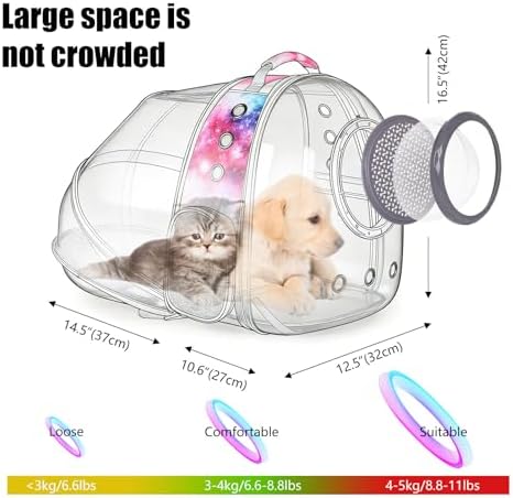 Cat Carrier Backpack with Back Expandable Cat Carrier Galaxy Pink -Space - Image 2