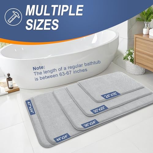 OLANLY Memory Foam Bathroom Runner Rugs 45x27, Absorbent Mat, Light Grey - Image 5
