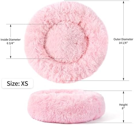 NOYAL Donut Dog Bed for Small Medium Pets, Plush Calming Faux Fur - Image 4