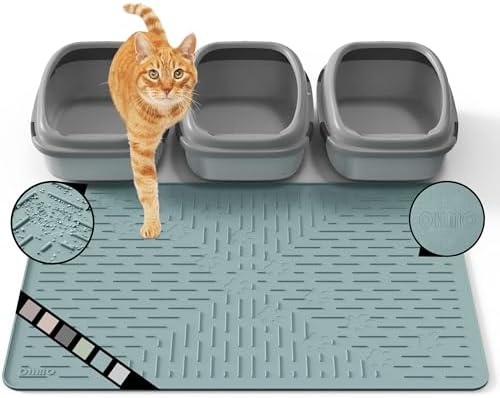 OHMO XL Cat Litter Mat, 37.5x25.2 Silicone Trapping Mat Light Blue by OHMO