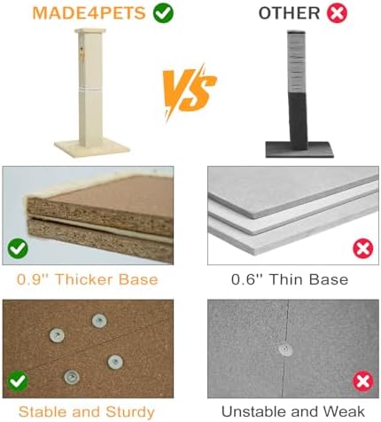Made4Pets Cat Scratching Post for Indoor Cats, Sisal Cat Scratcher - Image 4