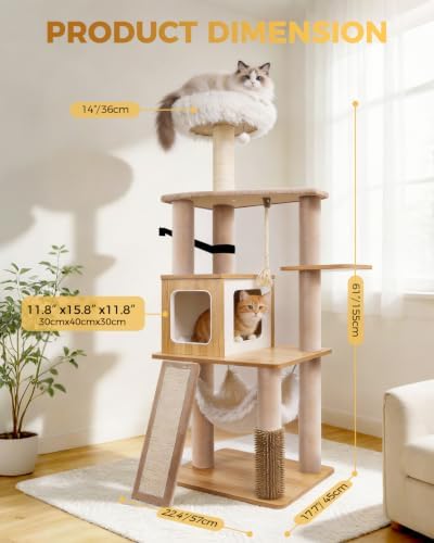 61" Modern Cat Tree, Tall Cat Tower - Image 6