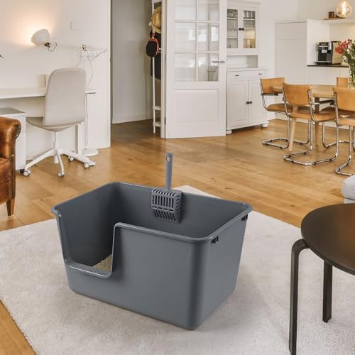 Wekioger 2-Pack Plastic High Sides Open Top Cat Litter Box - Image 4